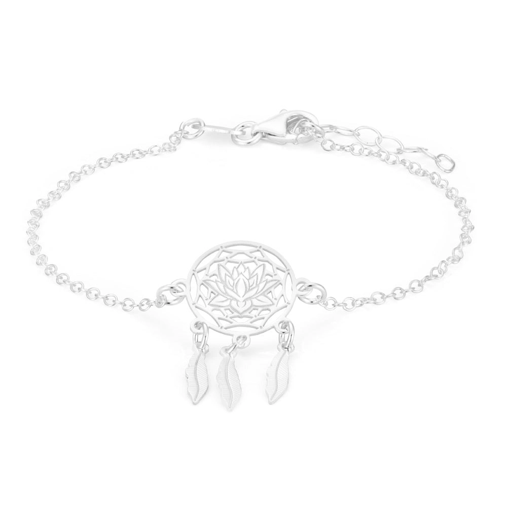 Sterling Silver Lotus Dream Catcher 19cm Bracelet