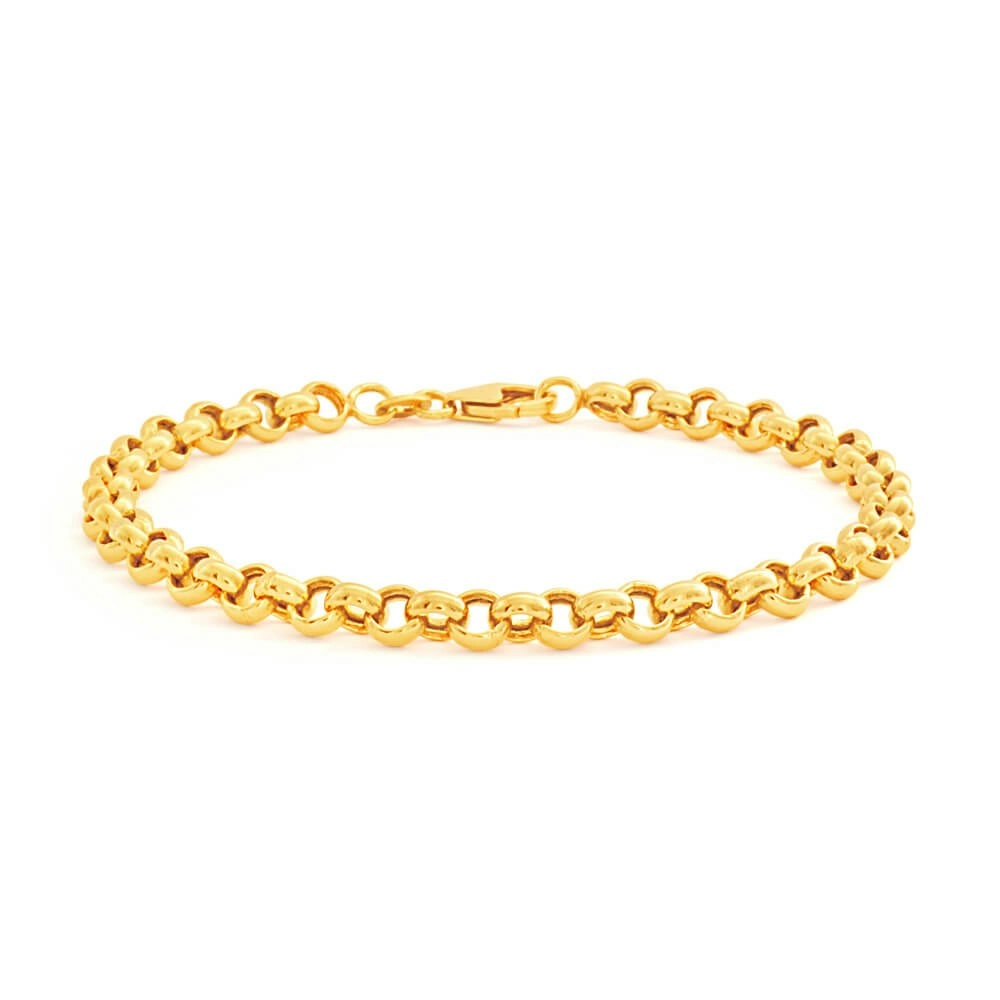 9ct Superb Yellow Gold Silver Filled Belcher Bracelet