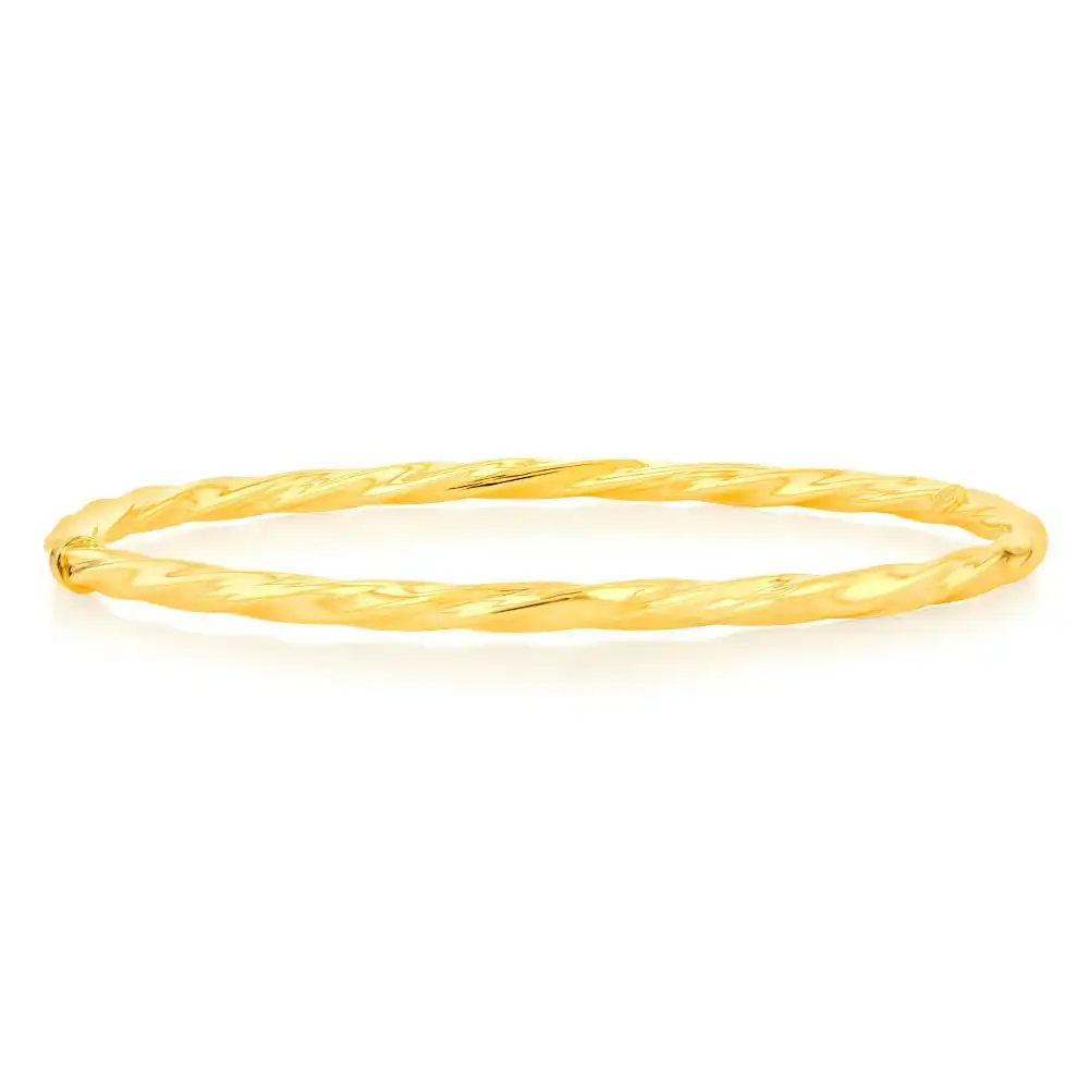 9ct Yellow Gold 4mm Silverfilled 65mm Twist Bangle