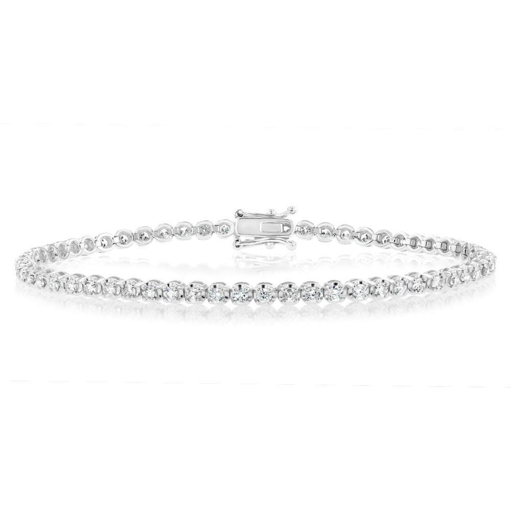 2 Carat Diamond Tennis Bracelet with 59 Brilliant Diamonds in 9ct White Gold