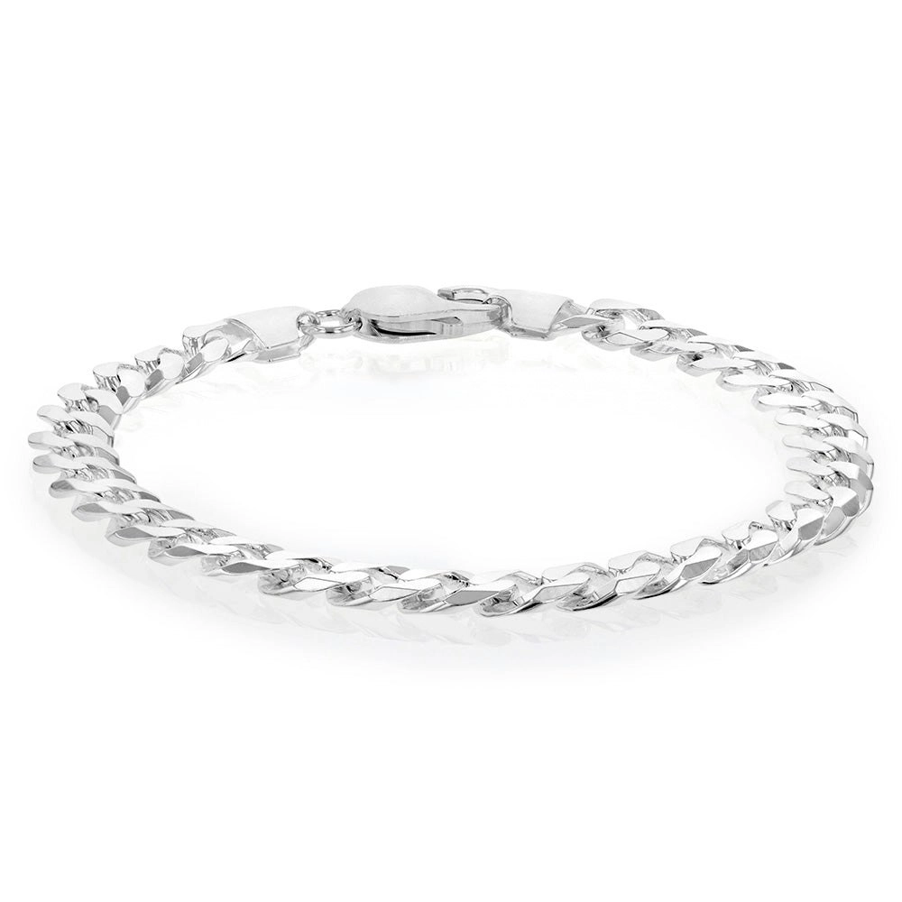 Sterling Silver Beveled Curb 200Gauge 21cm Bracelet