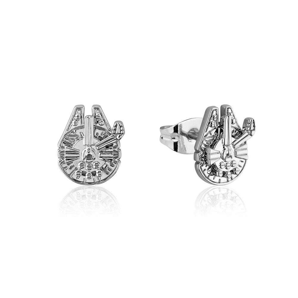 Disney Star Wars White Gold Plated Millennium Falcon 11mm Stud Earrings