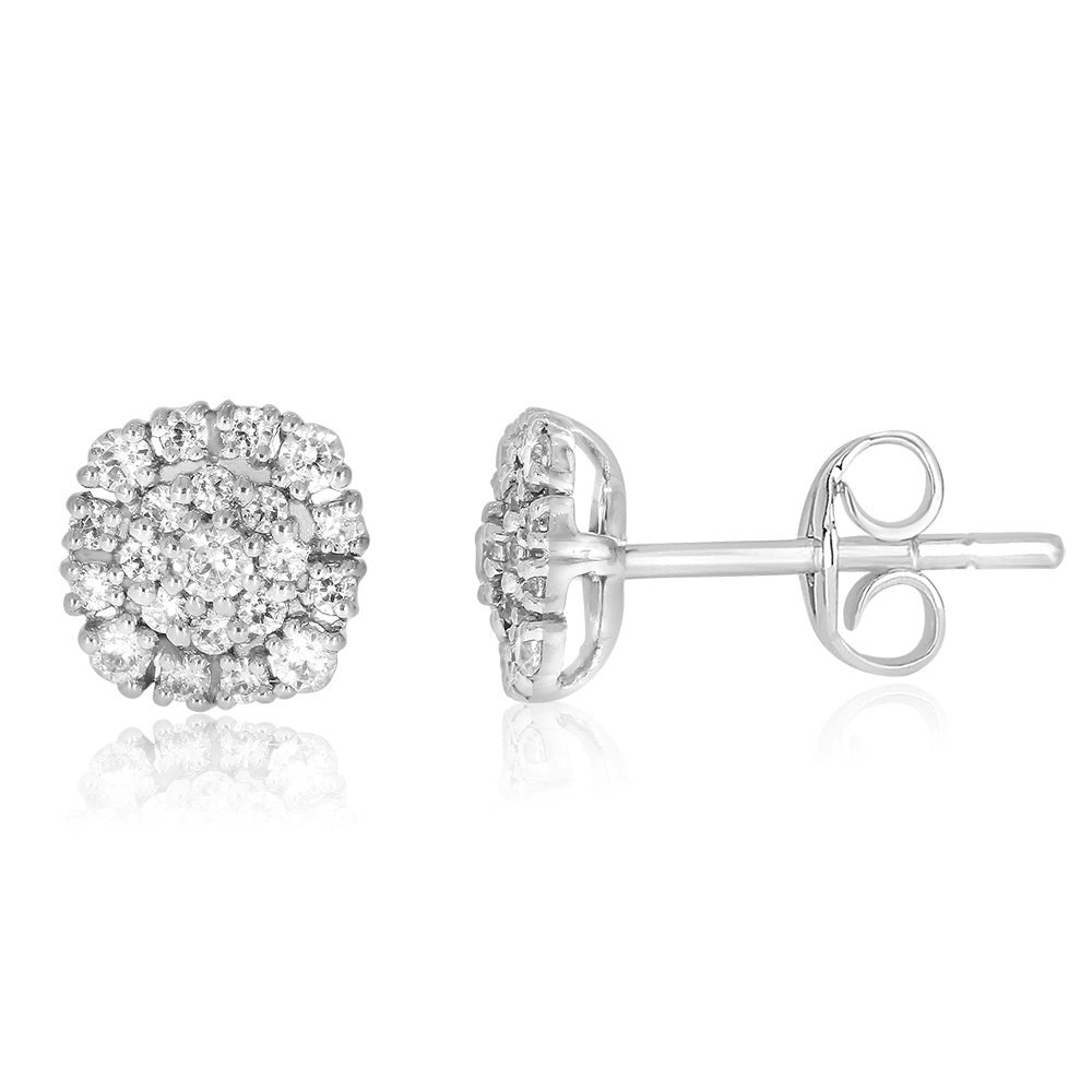 9ct White  Gold 1/2 Carat  Diamond Stud Earrings