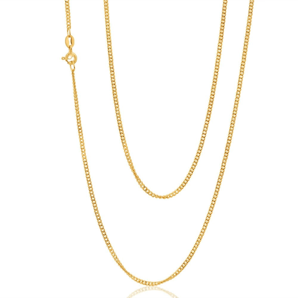 9ct Yellow Gold Curb Dicut 70cm Chain 50Gauge