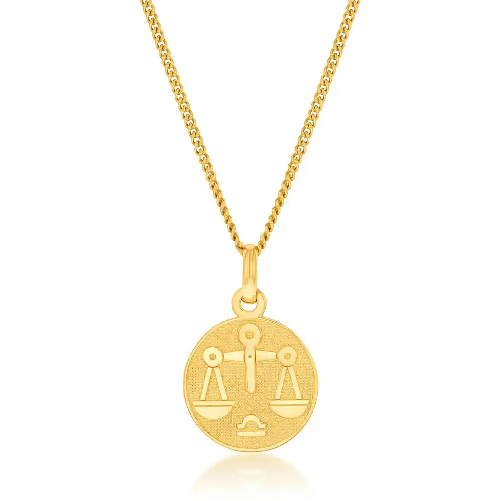 9ct Yellow Gold Zodiac Libra Pendant