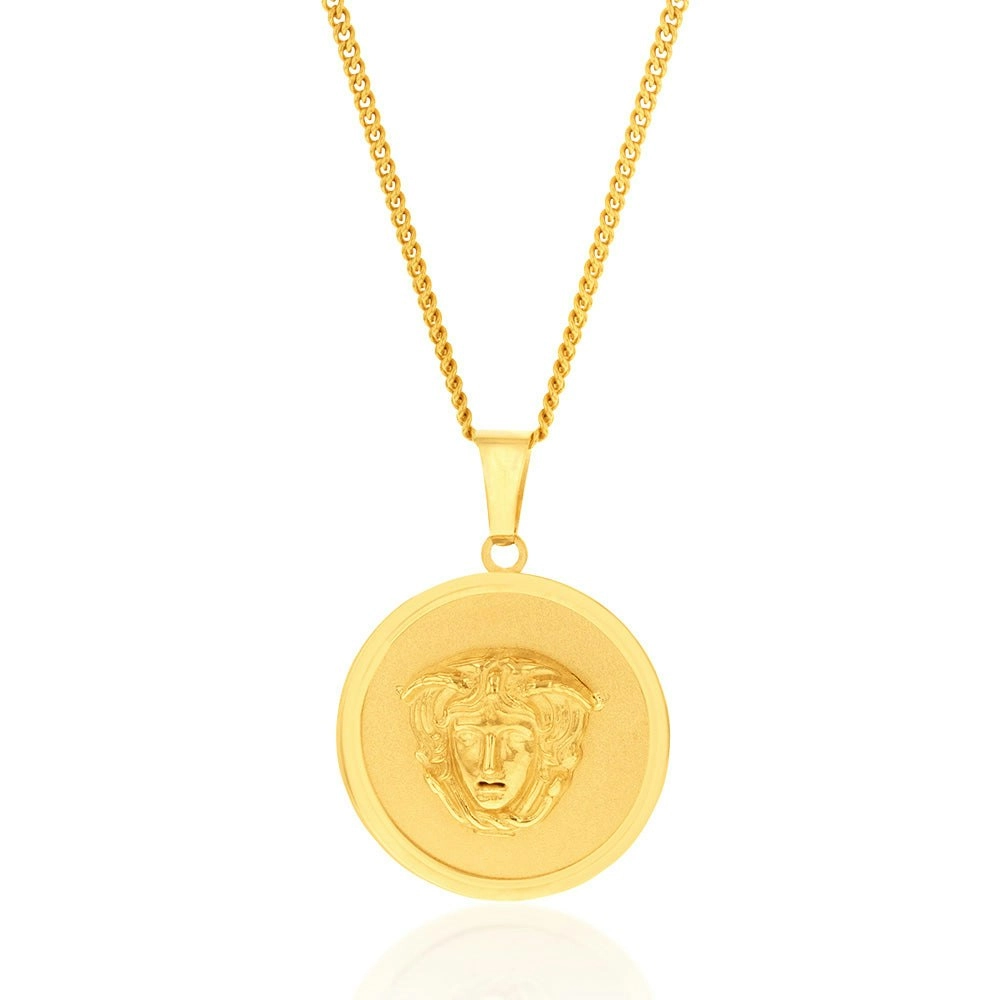 9ct Yellow Gold Round Medusa Pendant