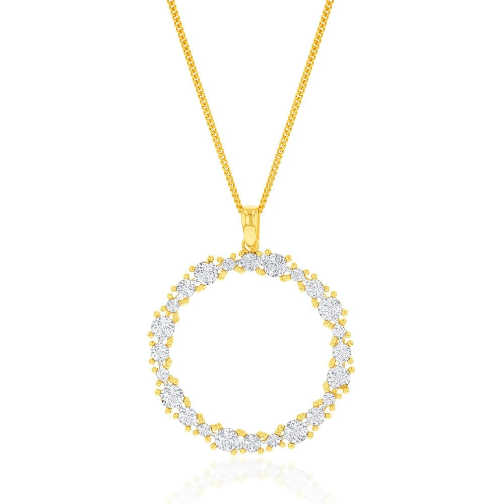 9ct Yellow Gold Diamond Cut Circle Of Life Pendant