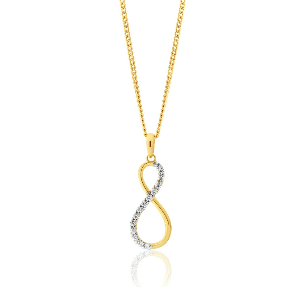 9ct Yellow Gold Zirconia Infinity Pendant