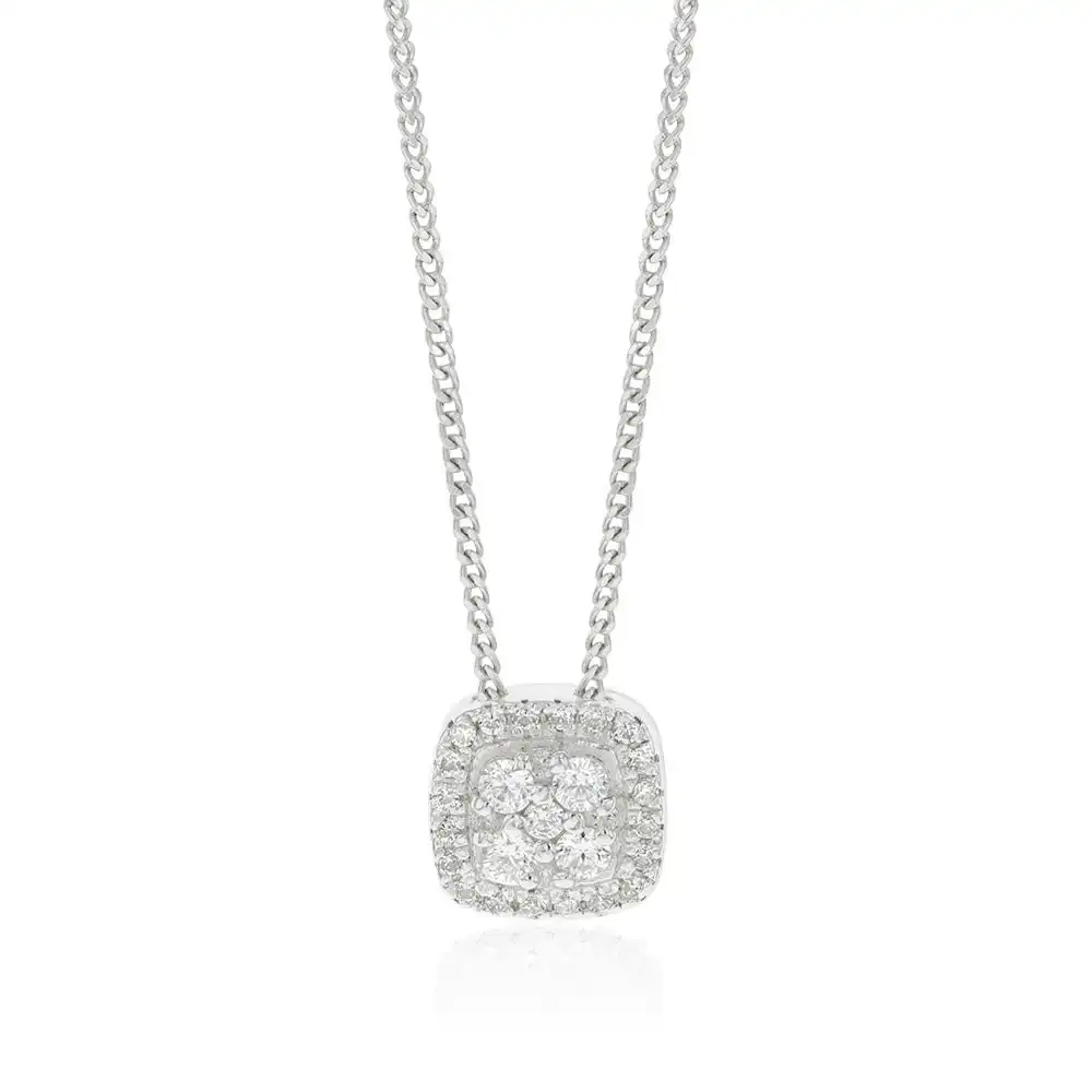 Sterling Silver Zirconia Square Fancy Pendant