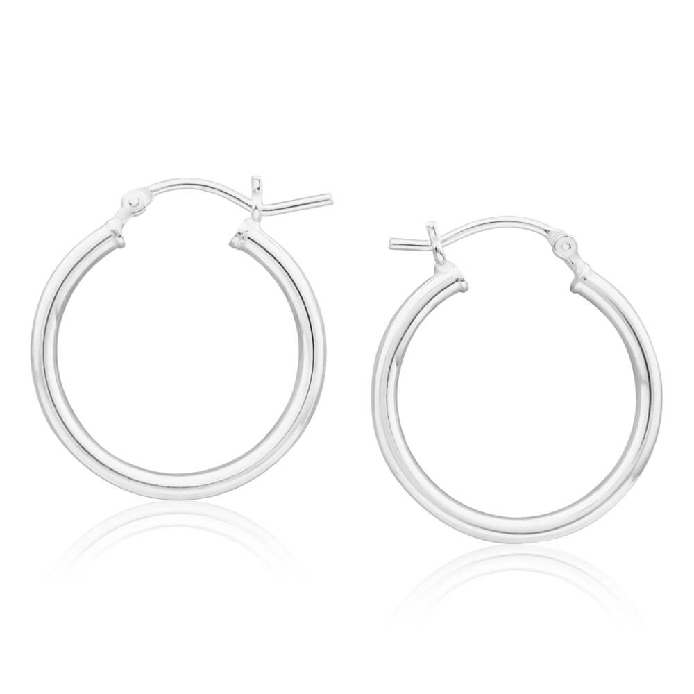 Sterling Silver 25mm Plain Hoop Earrings