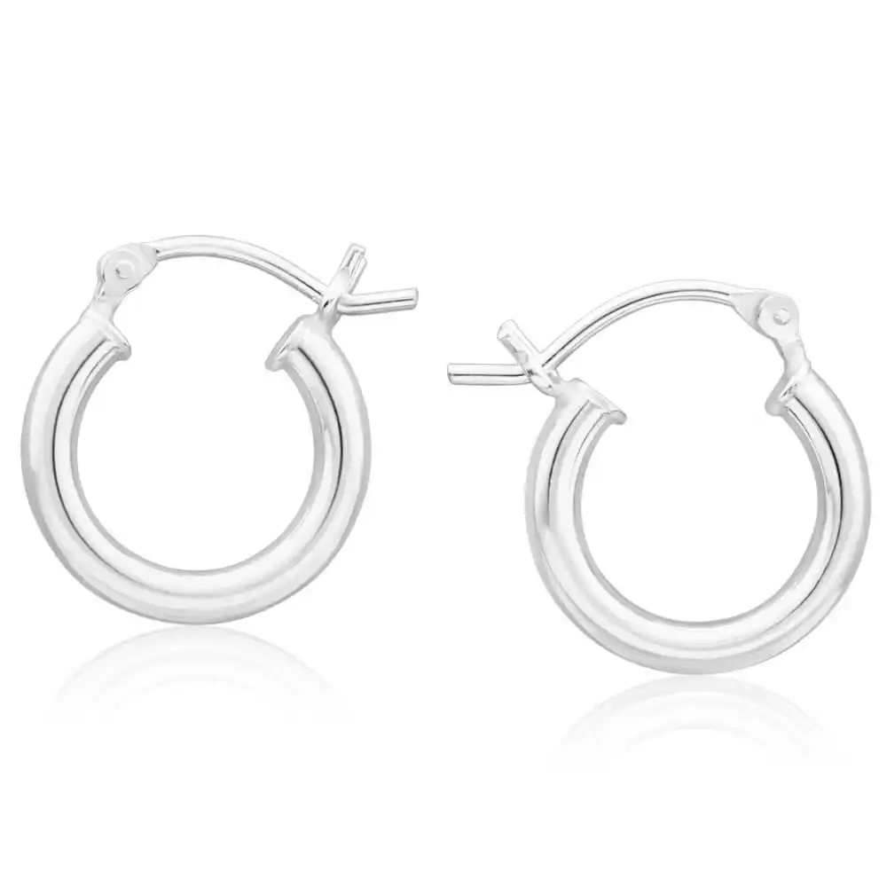 Sterling Silver 16mm Plain Hoop Earrings