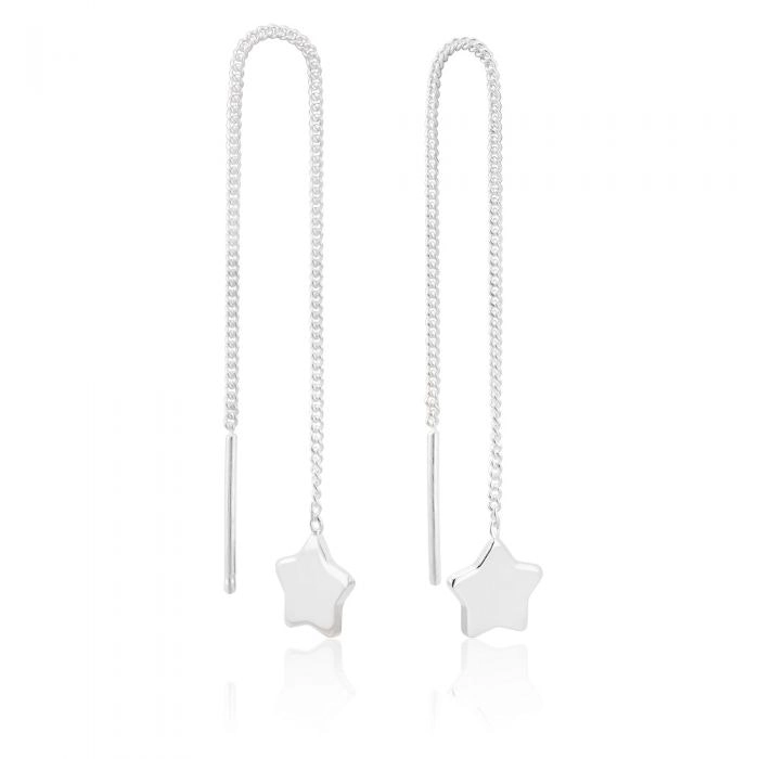 Sterling Silver Star Drop Threader Earrings