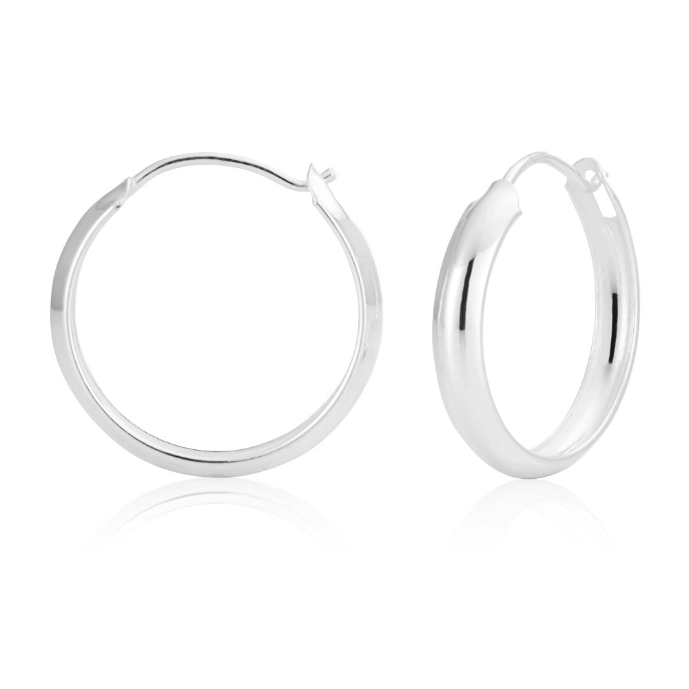 Sterling Silver 20mm Half Round Hoops