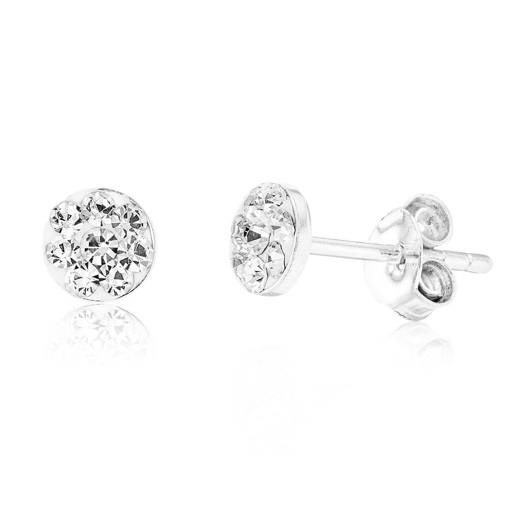 Sterling Silver 5mm White Crystal Stud Earrings