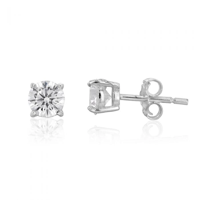 Sterling Silver 5mm 4 Claw Zirconia Stud Earrings