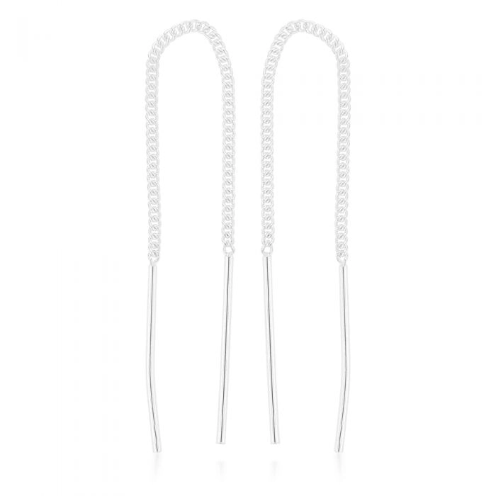 Sterling Silver Bar Drop Threader Earrings