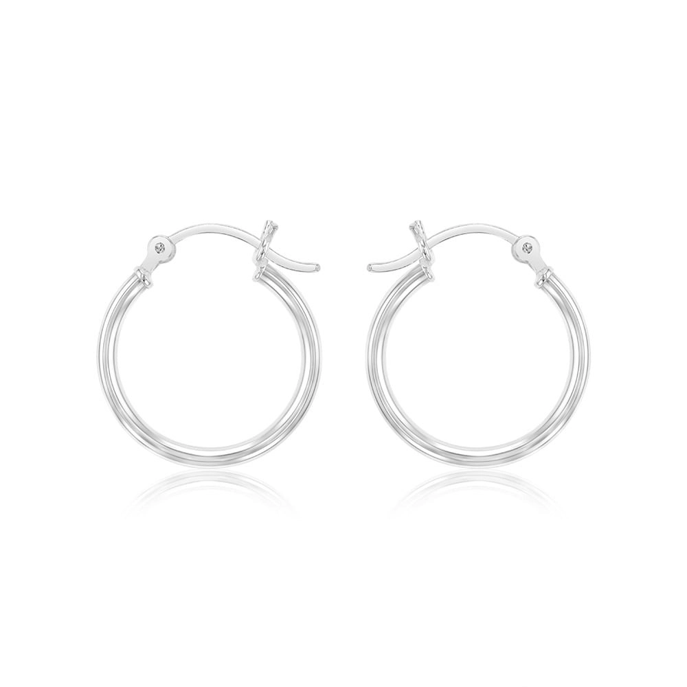 Sterling Silver Plain Round 20mm Hoop Earrings