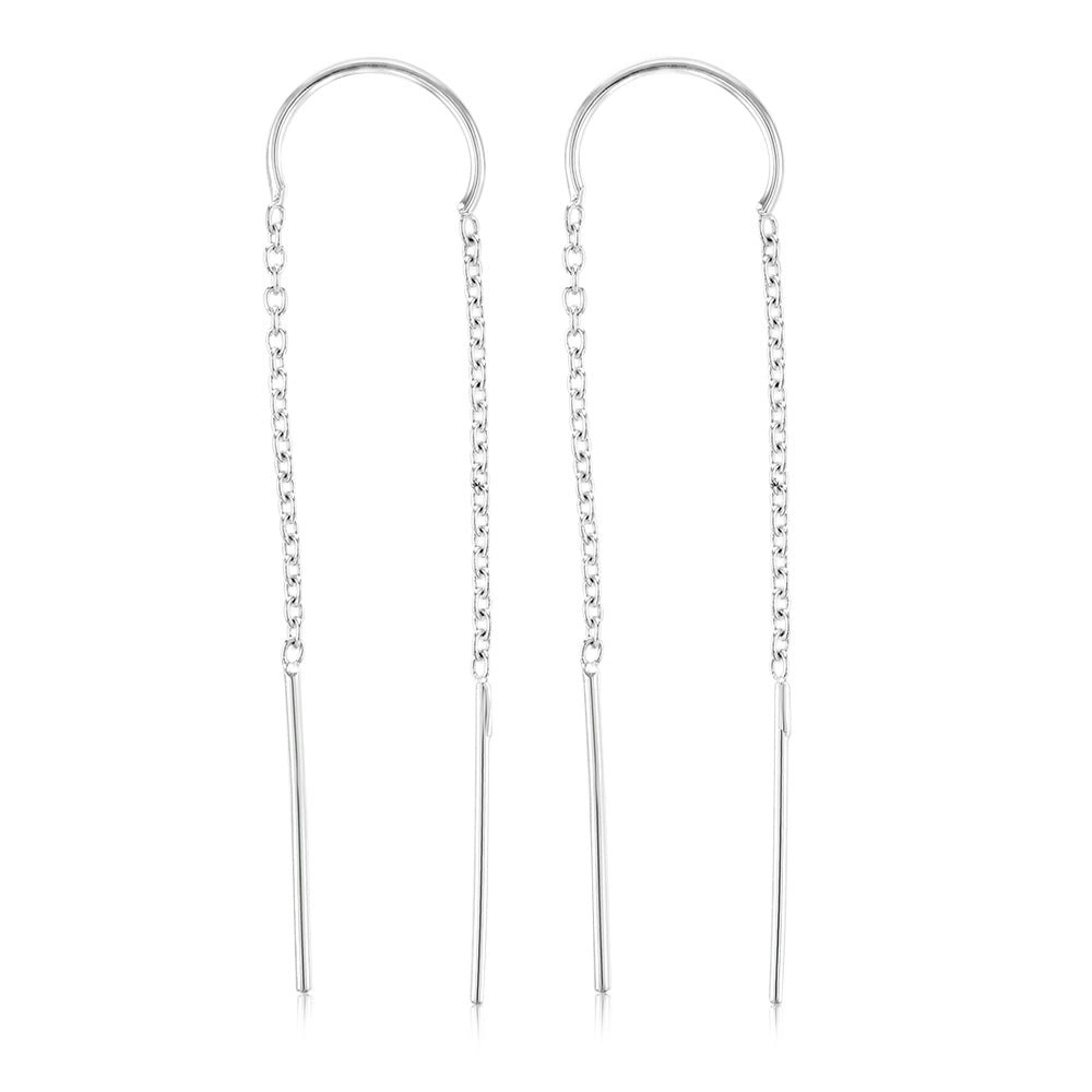 Sterling Silver Plain Threader Drop Earring