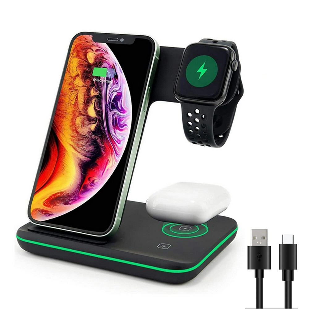 15W 3 in 1 Fast Wireless Charger Stand Charge Dock Station