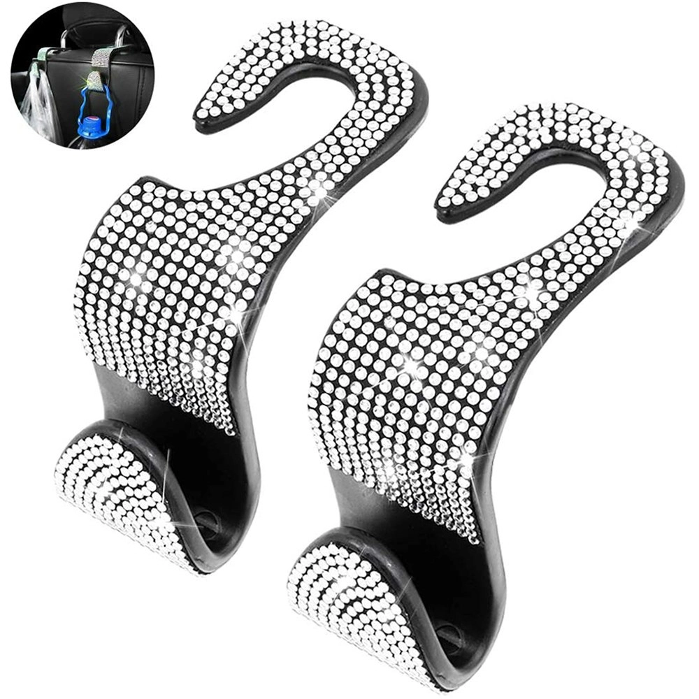 Multifunctional Portable Rhinestone Car Seat Back Hook Headrest Storage Holder