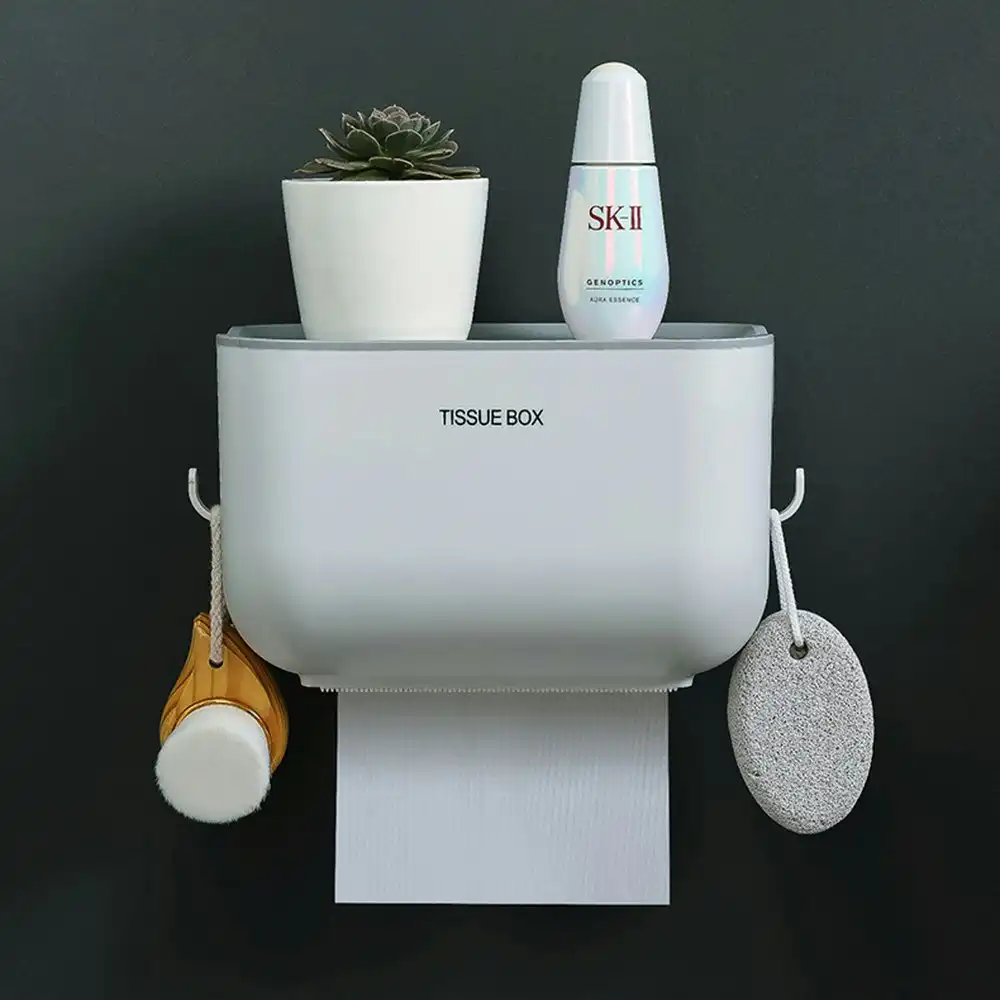 Wall Mount Toilet Paper Holder Shelf Waterproof Roll Paper Towel Holder