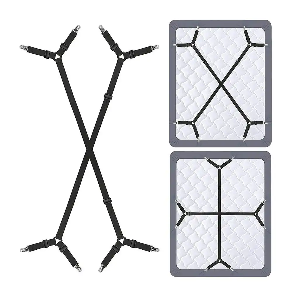 2Pcs Sheet Fasteners Straps Adjustable Crisscross Bed Sheets Holder Clips