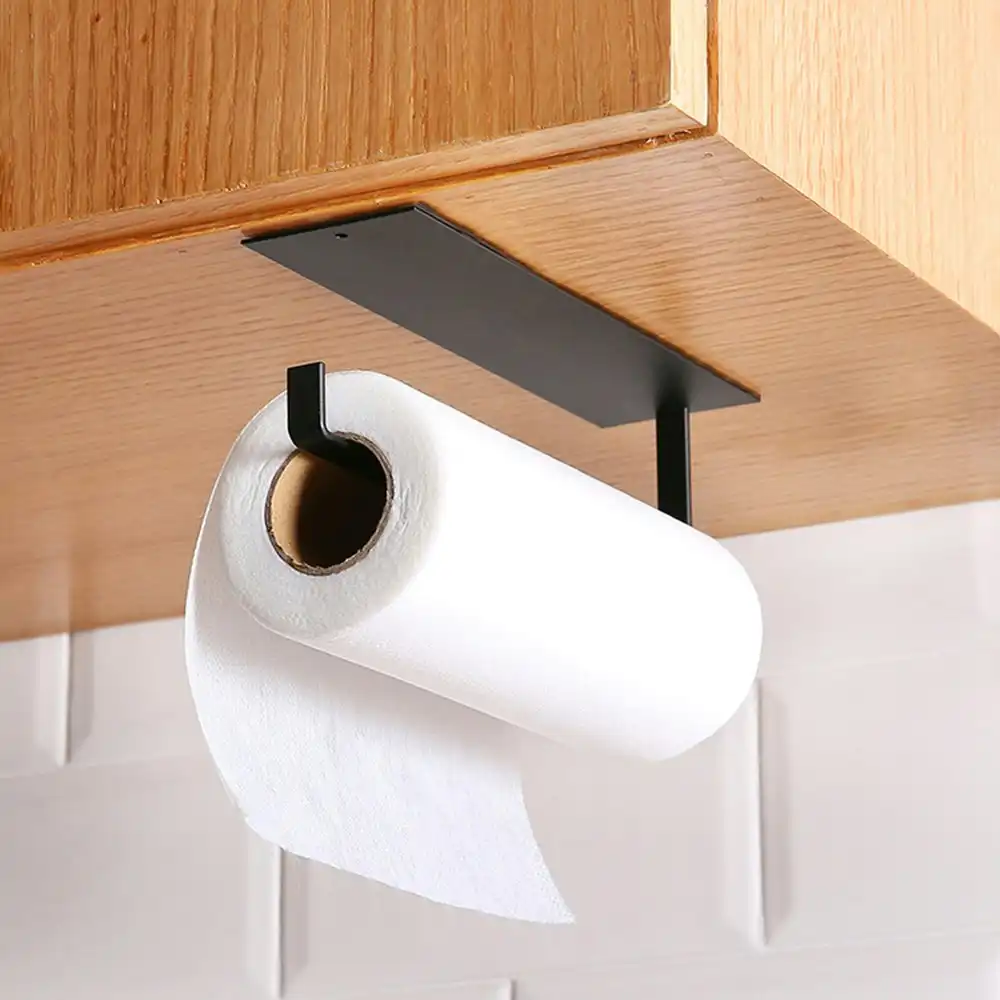 Paper Towel Holder Hanger Rack Kitchen Shelf Organizer Under Cabinet Roll Cup