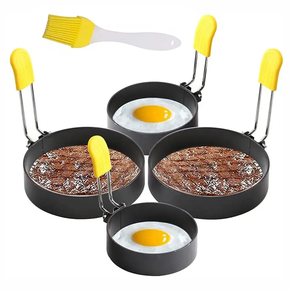 4 Pack Round Fried Egg Molds Pancake Molds-black