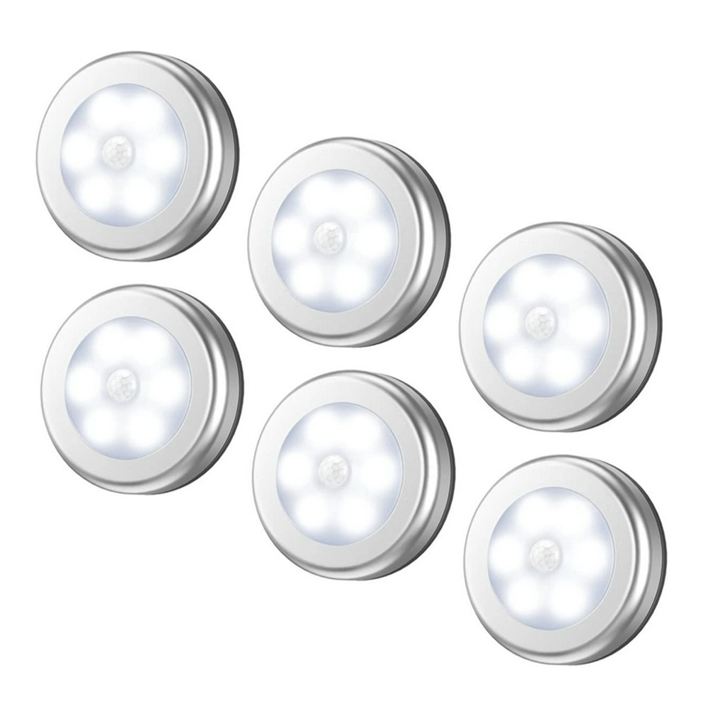 6 Pack Cordless Battery-Powered Motion Sensor Light Closet Lights Stair Lights