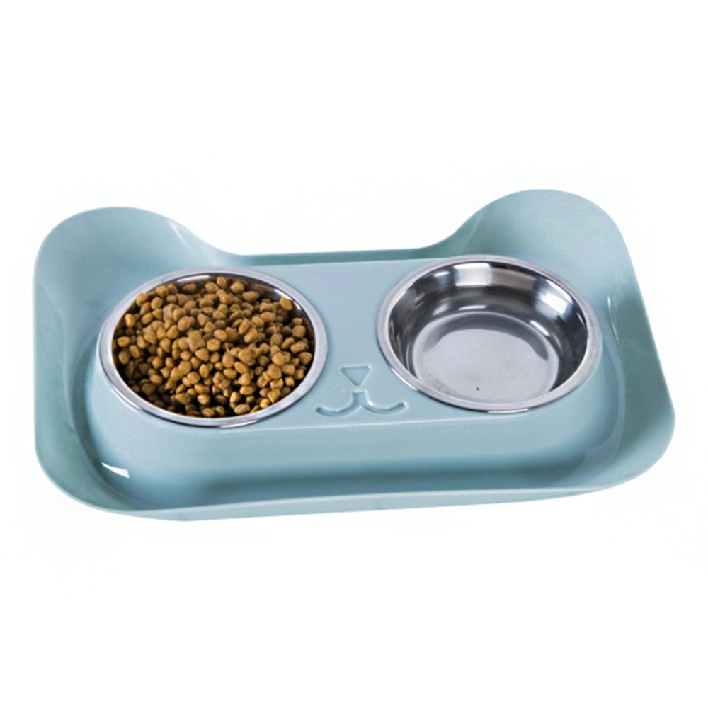 Dual-purpose plastic bowl splash-proof stainless steel pet bowl