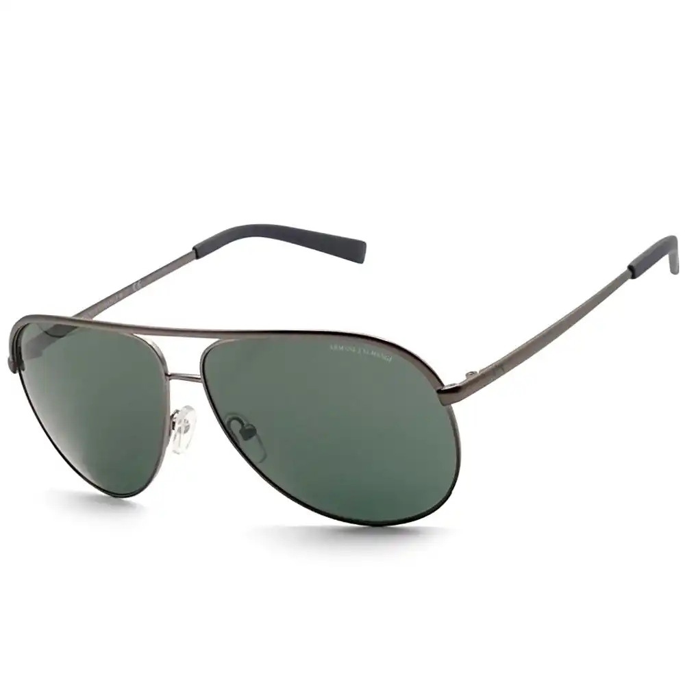 Armani Exchange Matte Gunmetal/Green Men's Metal Pilot Sunglasses AX2002 600371