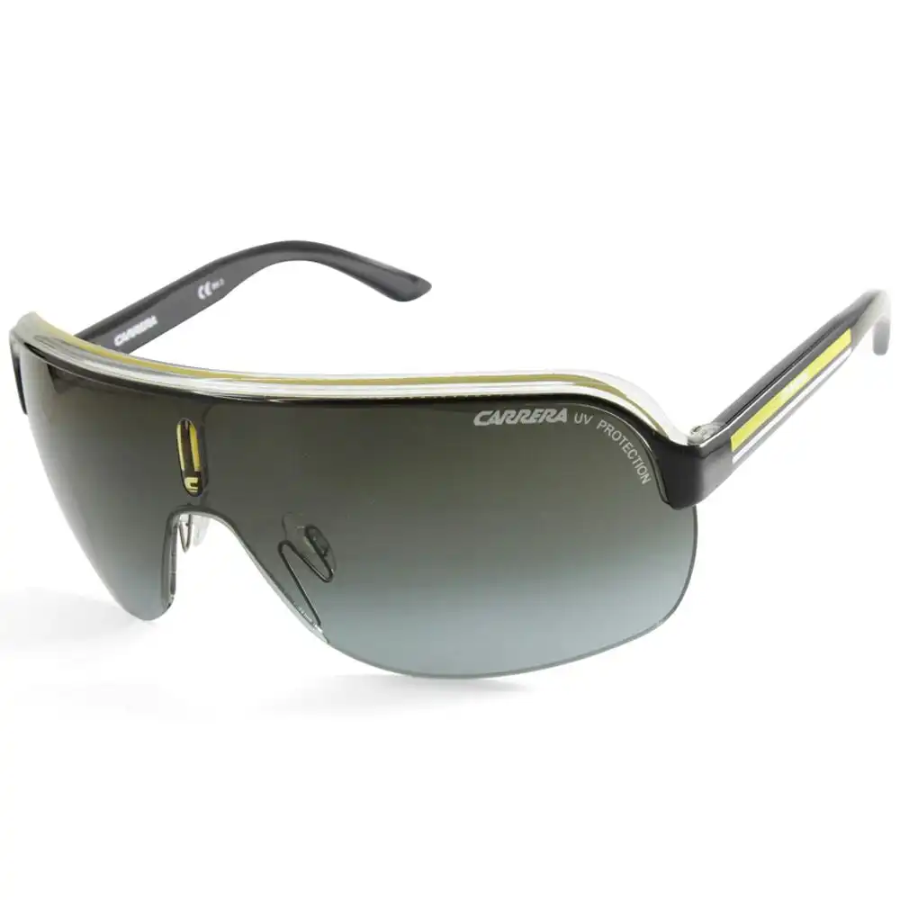 Carrera Topcar 1 KBN PT Shiny Black & Yellow/Grey Gradient Unisex Shield Sunglasses