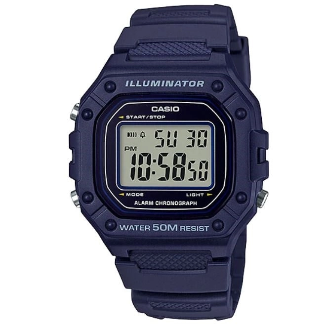 Casio Dark Blue 50m Multi-Function Unisex Digital Sports Watch W-218H-2A