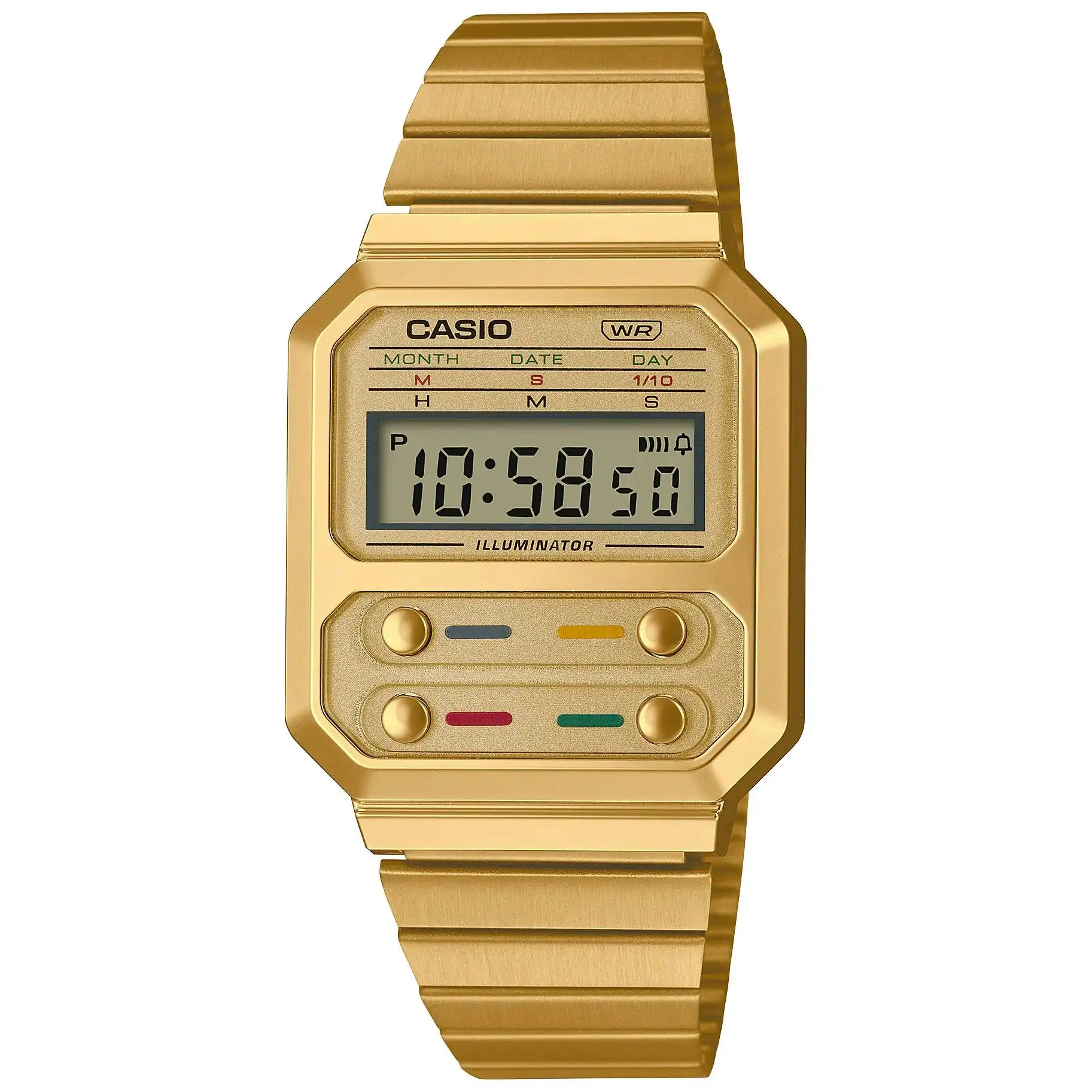 Casio Gold Retro Style Unisex Multifunction Digital Watch A100WEG-9A