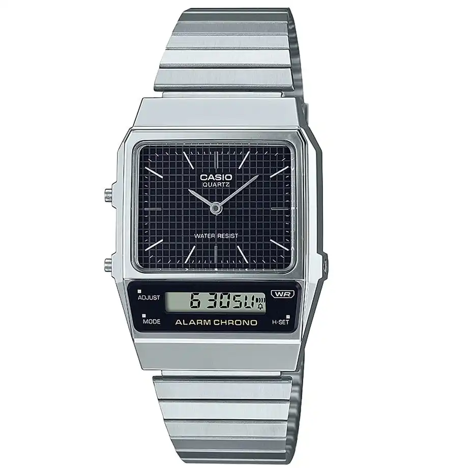 Casio Silver/Black Digital-Analog Dual Time Retro Style Unisex Watch AQ-800E-1A