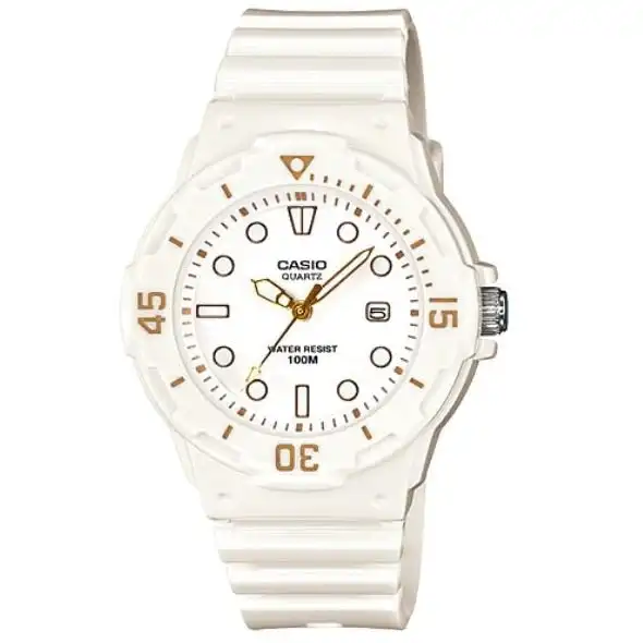 Casio White Dial Gold Tone Women's 100m Analog Sports Watch LRW-200H-7E2