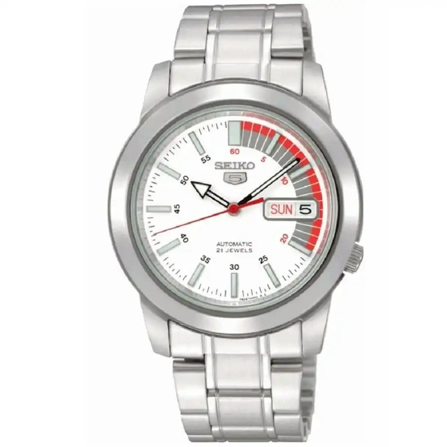 Seiko 5 SNKK25K1 White Dial Stainless Steel Men's Automatic Analog Watch