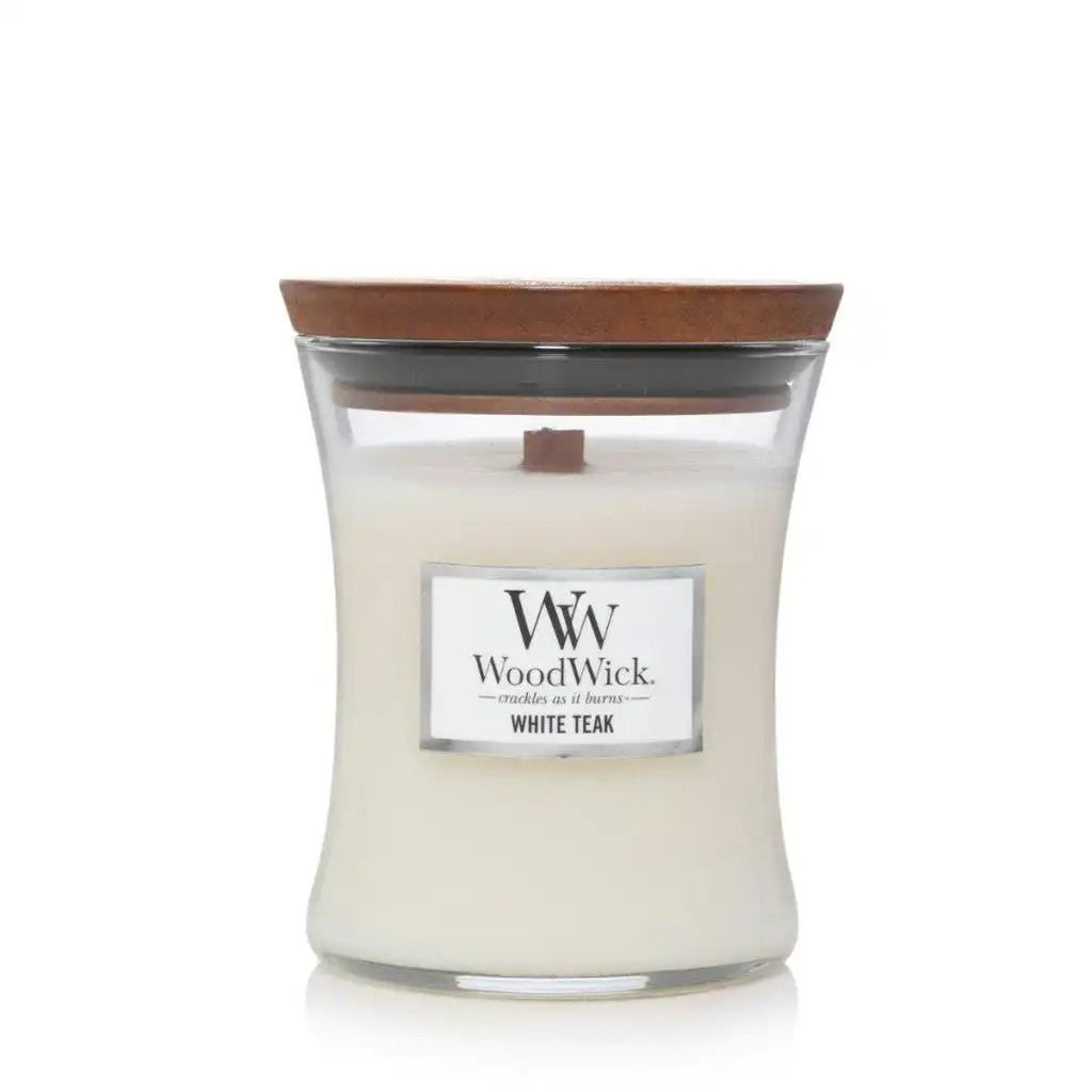 WoodWick Candle Medium 275g - White Teak Medium