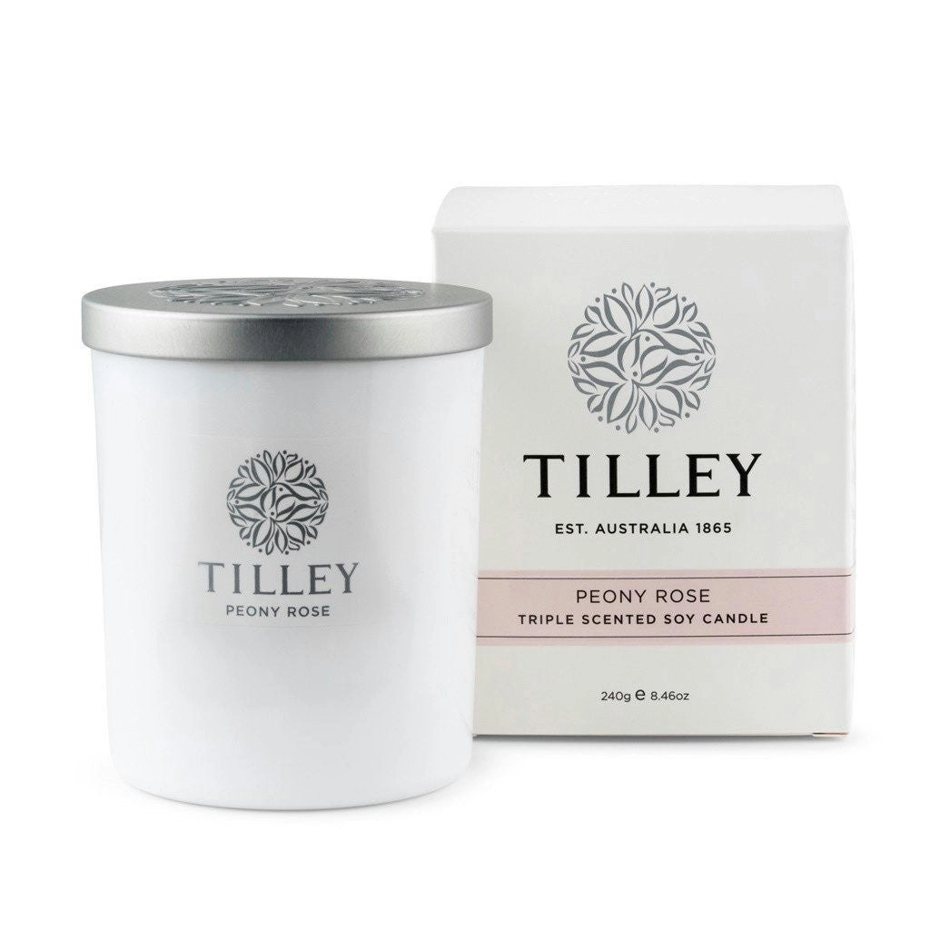 Tilley Classic White - Soy Candle 240g - Peony Rose