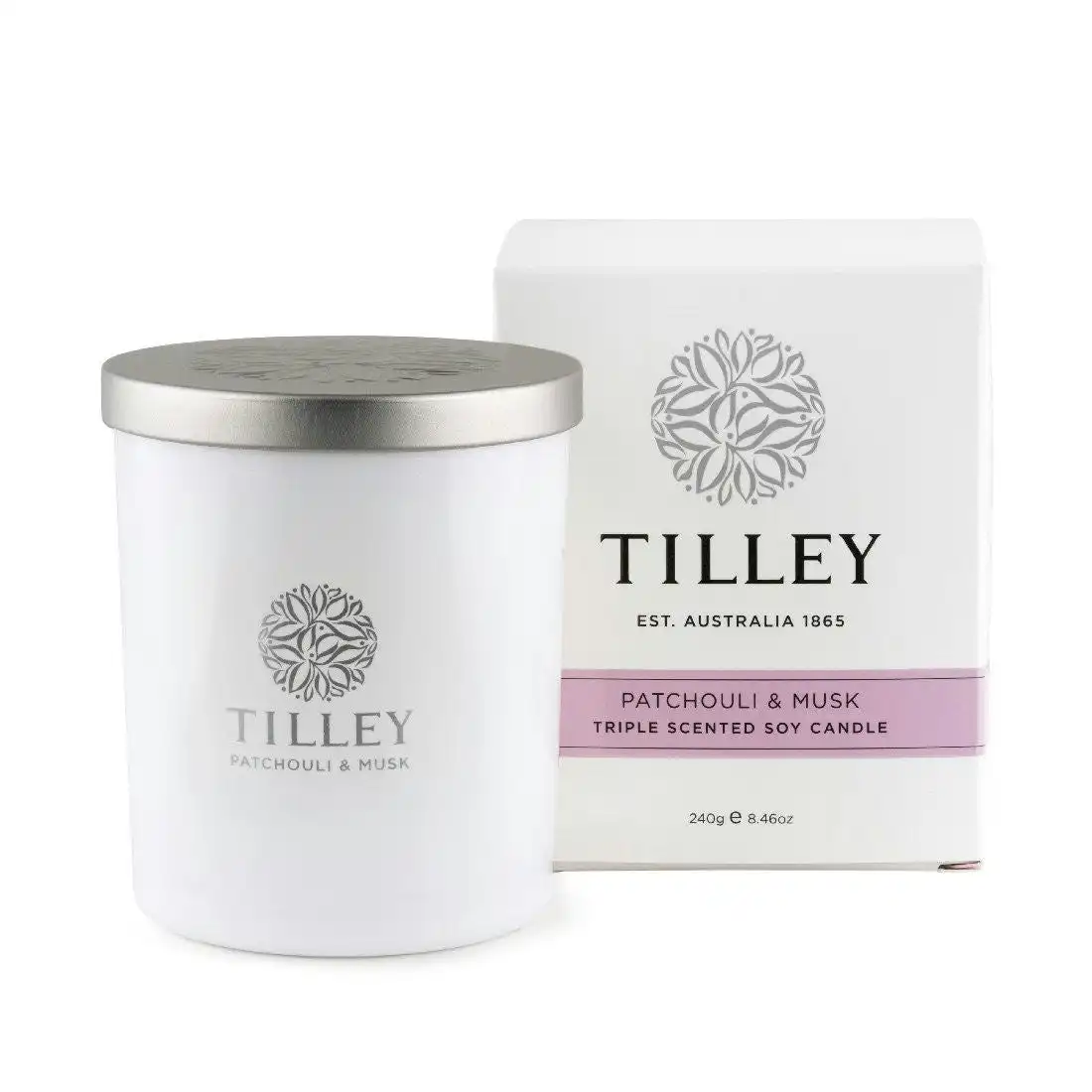 Tilley Classic White - Soy Candle 240g - Patchouli & Musk