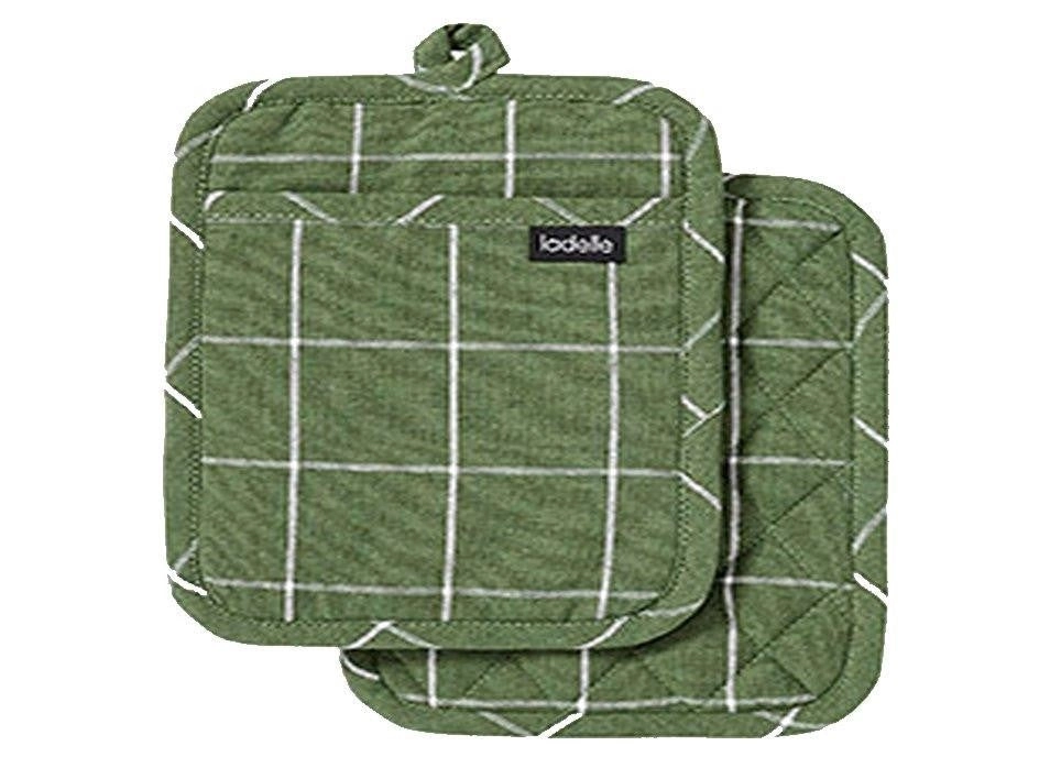 Ladelle Eco Check Green 2pk Pot Holder