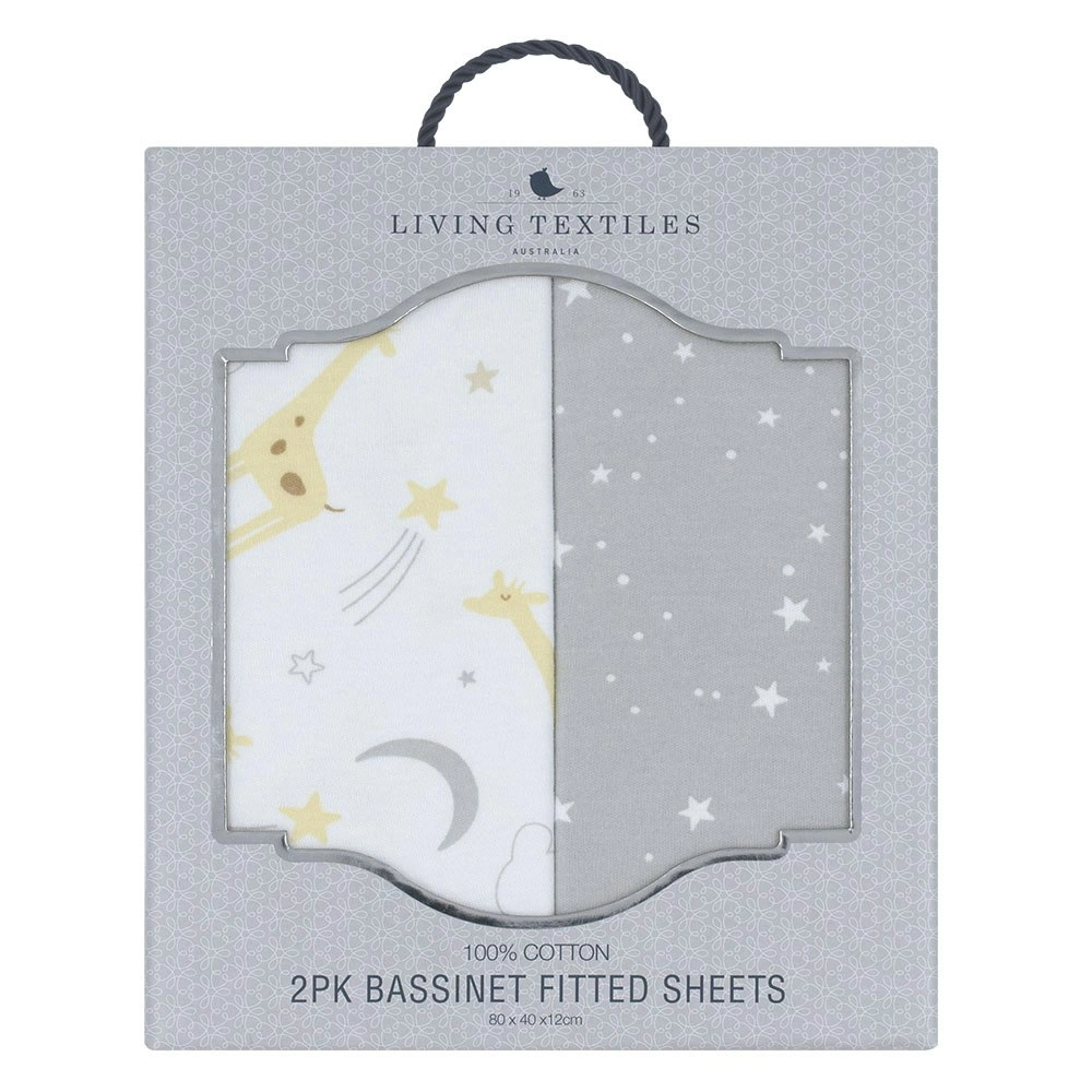 2- Pack Jersey Bassinet Fitted Sheet Noah/Stars