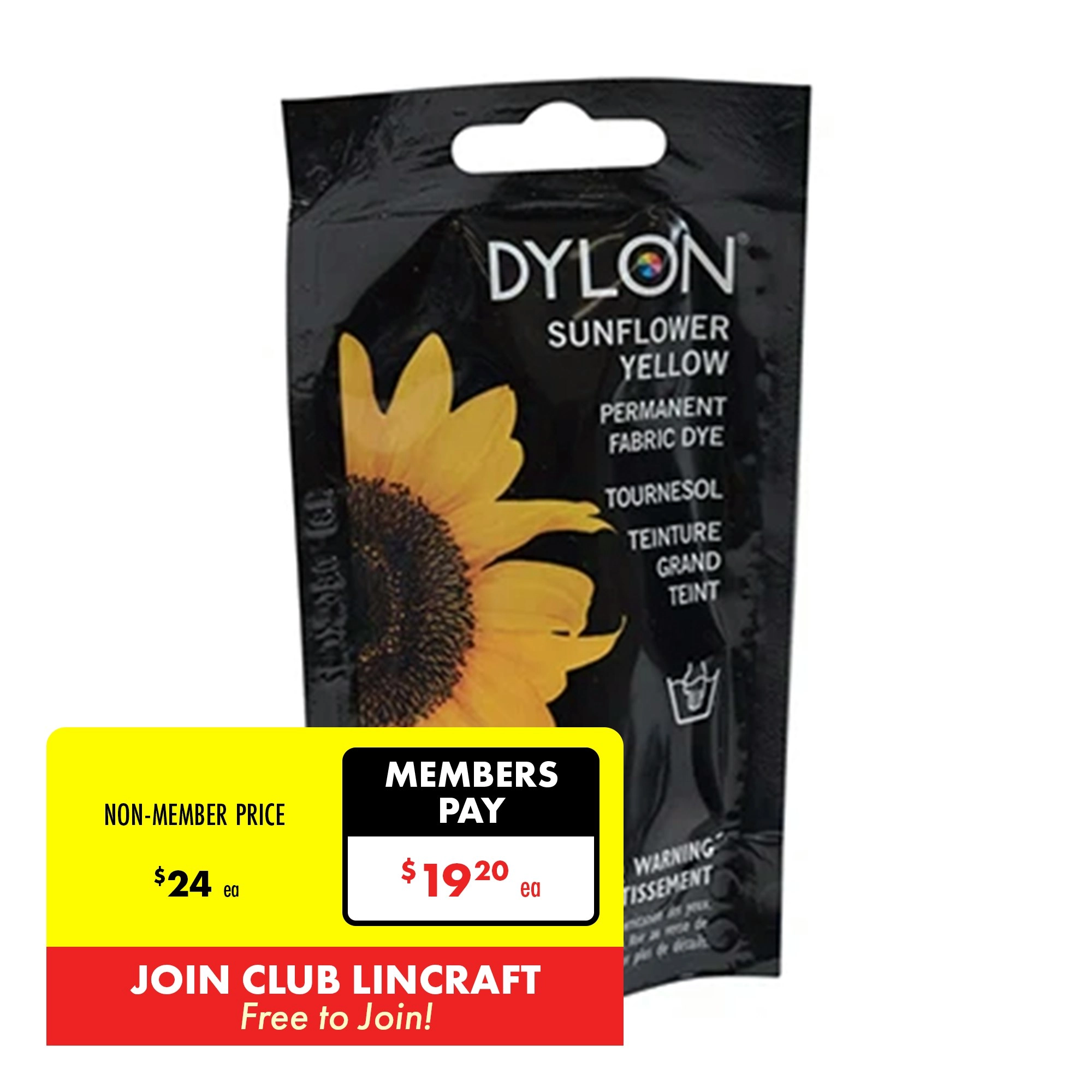 Dylon Hand Fabric Dye, Sunflower Yellow- 50g