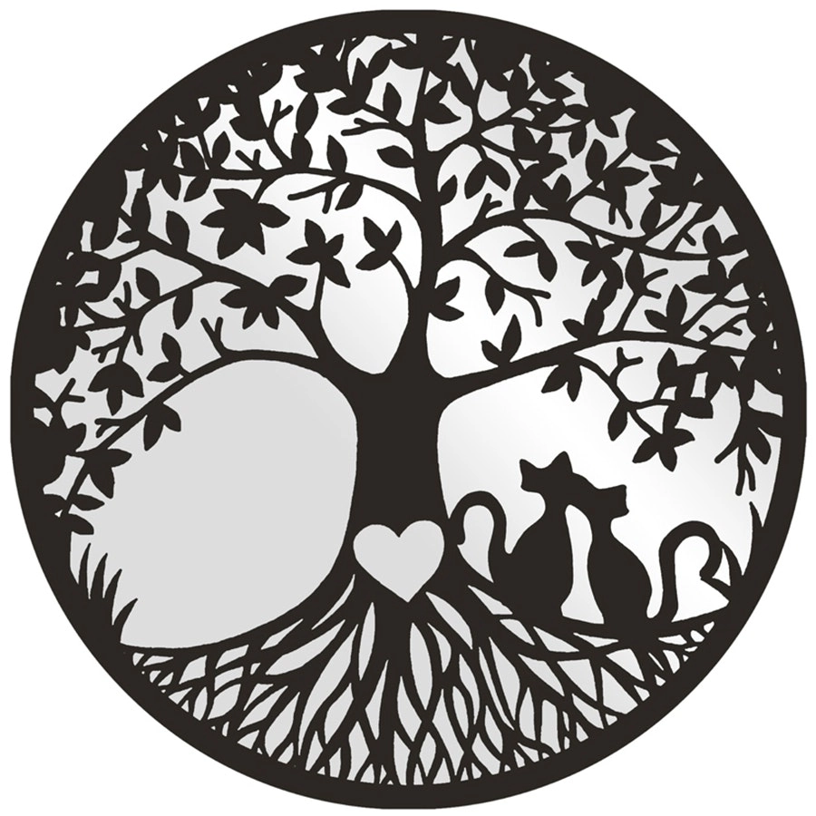 Willow & Silk Laser Cut 50cm Tree Of Life/Cats/Heart Round Wall Mirror/Art