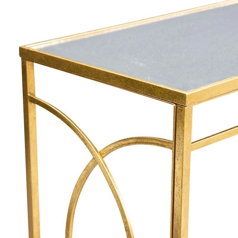 Willow & Silk Metal 120cm Aura Geometric Glass Top Console Table