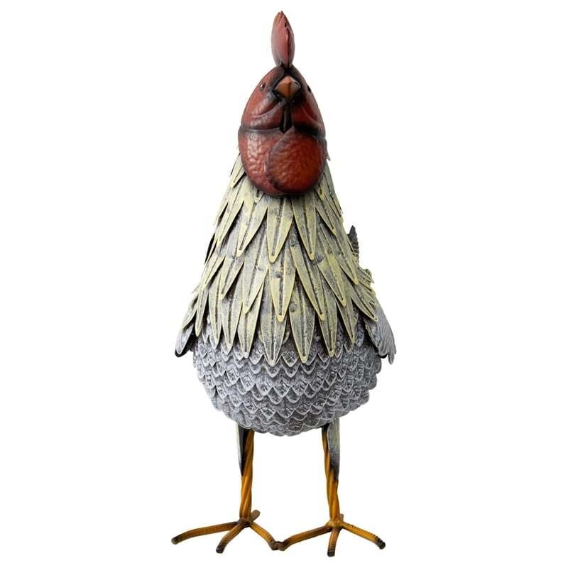 Willow & Silk Metal 42cm Proud Chook/Rooster Garden Statue/Figurine