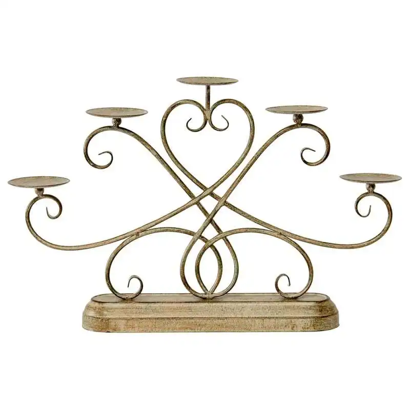 Willow & Silk Metal 50x31cm 5-Arm Dinner Candelabrum/Candle Holder