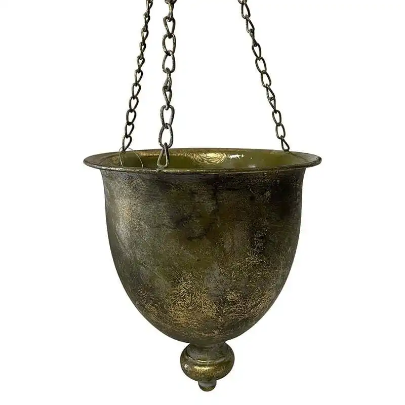 Willow & Silk Metal 24cm Hanging Golden Lustre Bowl/Pot Planter Hanger