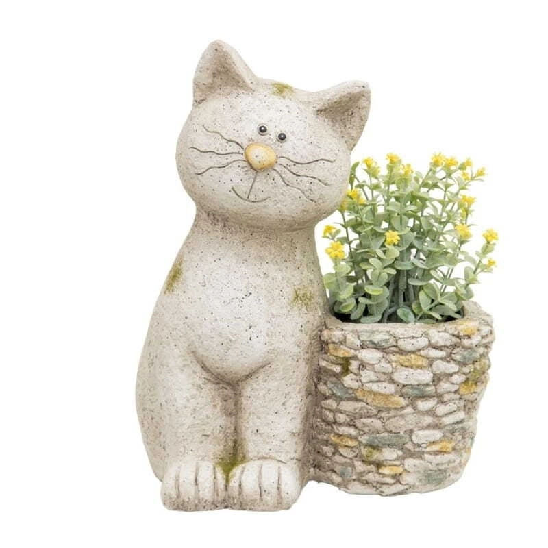 Animal Pot Cat with Stony Planter