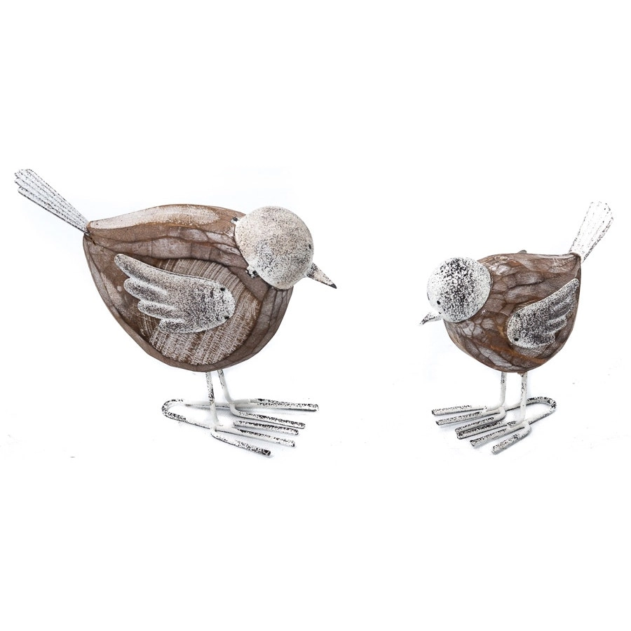 Willow & Silk Set of 2 Mother & Baby Bird 15.5cm/11cm Figurine